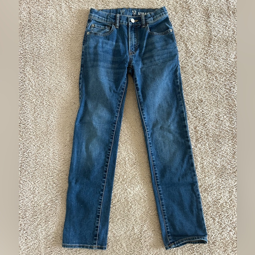 GAP kids denim straight leg jean 12 slim with adjustable waist